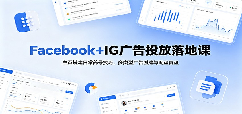 Facebook+IG广告投放落地课：主页搭建日常养号技巧，多类型广告创建与询盘复盘-智云网