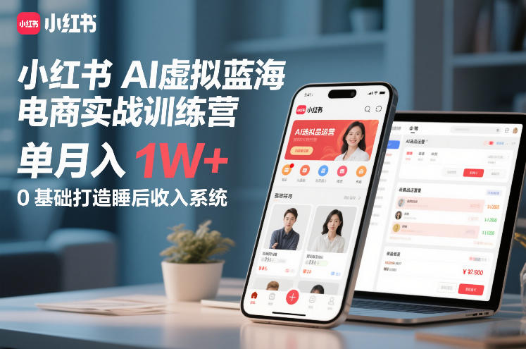 小红书AI虚拟蓝海电商实战训练营,单月入1W+,0基础打造睡后收入系统(更新)