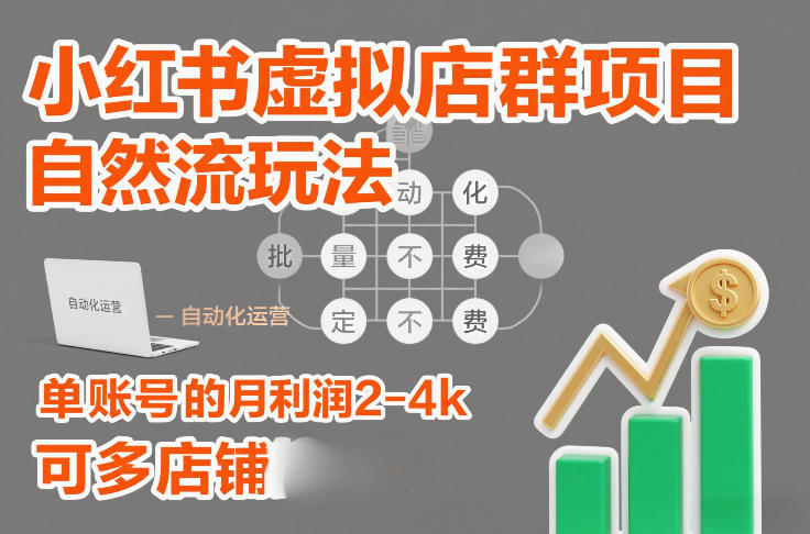 小红书虚拟店群项目,自然流玩法,批量自动化,稳定不费号,单账号的月利润2-4k,可多店矩阵-智云网