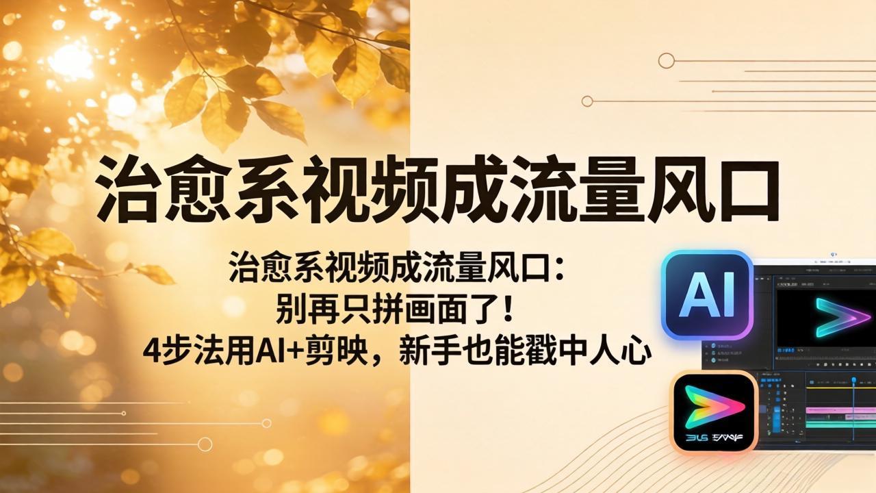 治愈系视频成流量风口:别再只拼画面了!4步法用AI+剪映,新手也能戳中人心-智云网