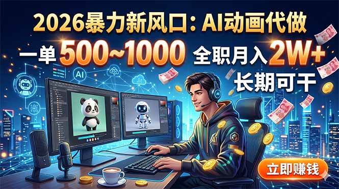 （18993期）2026暴力新风口：AI动画代做，一单500~1000，全职月入2W+，长期可干-智云网