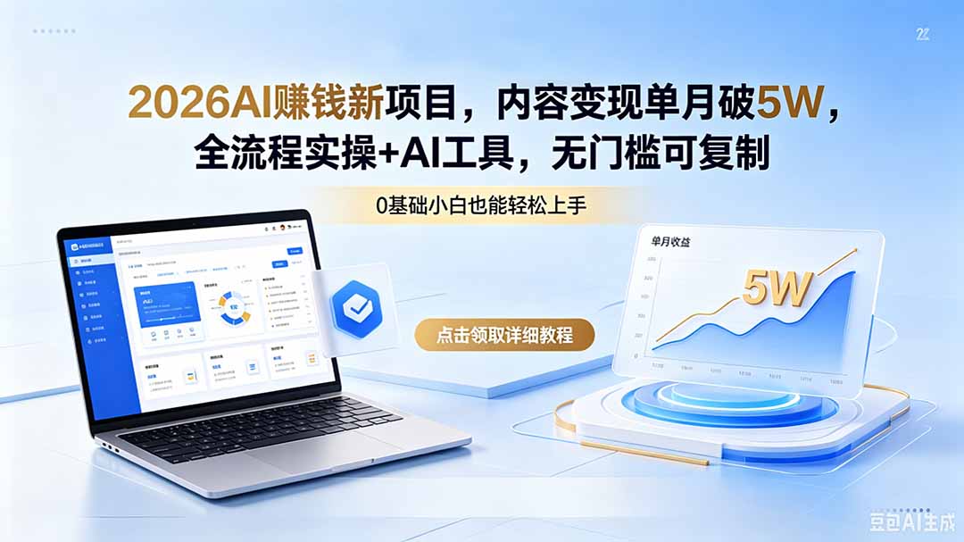 2026AI赚钱新项目,内容变现单月破5W,全流程实操+AI工具,无门槛可复制-智云网