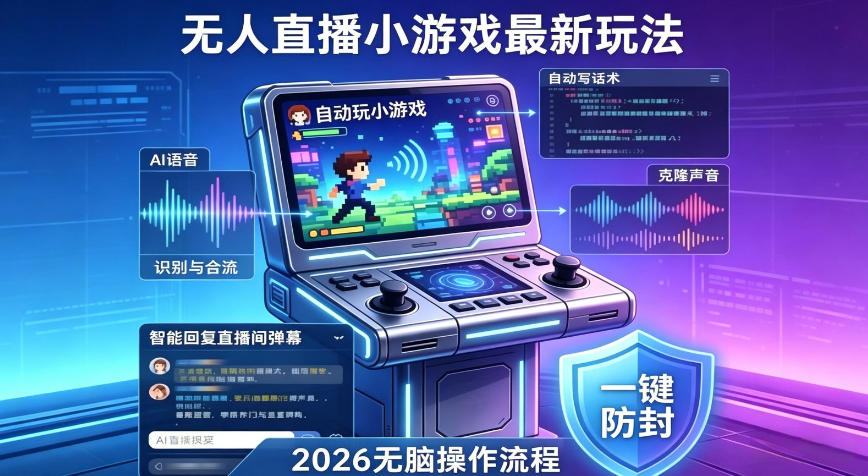 2026年AI无人直播小游戏全流程,不违规不封号,开启创业副业增收之路,小白月入1w+【揭秘】-智云网
