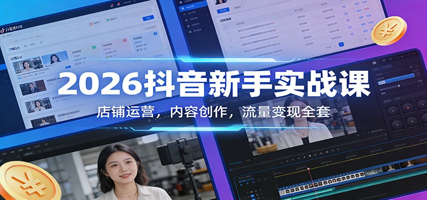 2026抖音新手实战课:店铺运营,内容创作,流量变现全套-智云网