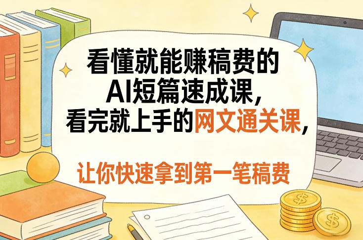看懂就能賺稿费的AI短篇速成课，看完就上手的网文通关课，让你快速拿到第一笔稿费-智云网