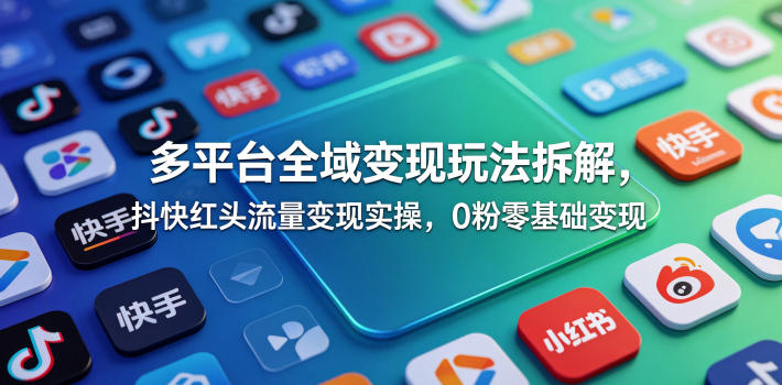 多平台全域变现玩法拆解,抖快红头流量变现实操,0粉零基础变现-智云网