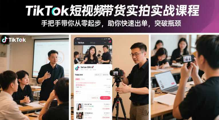 TikTok短视频带货实拍实战课程,手把手带你从零起步,助你快速出单,突破瓶颈-智云网