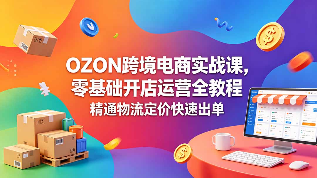 OZON 跨境电商实战课,零基础开店运营全教程,精通物流定价快速出单-智云网