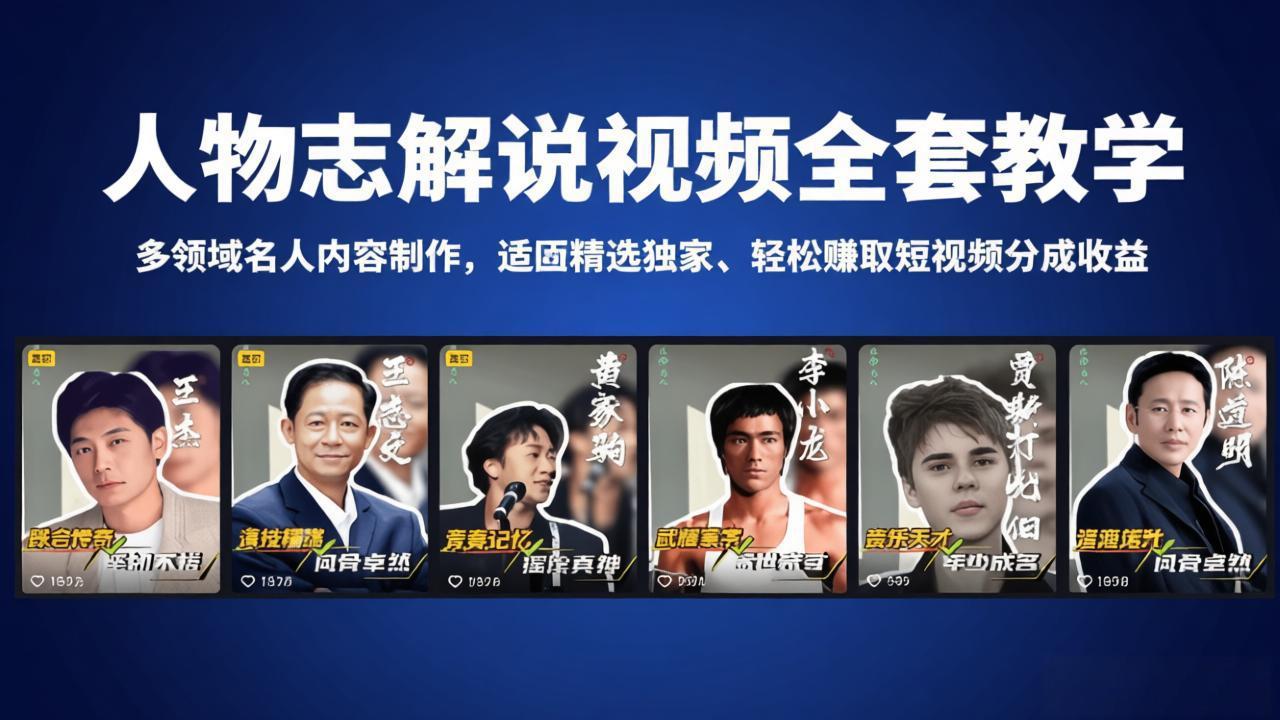人物志解说视频全套教学,多领域名人内容制作,适配精选独家,轻松赚取短视频分成收益-智云网