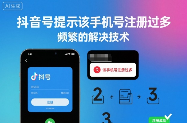 抖音号提示该手机号注册过多,频繁的解决技术