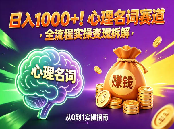 心理名词赛道，新手小白也能做，全流程项目拆解，单日变现1k+-智云网