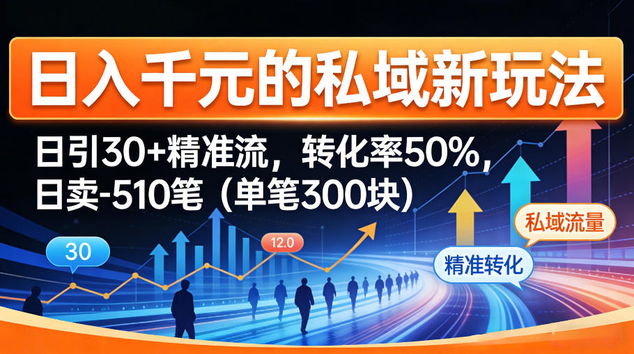 日入千米的私域新玩法:日引30+精准流,转化率50%,日卖5-10笔(单笔300米)-智云网