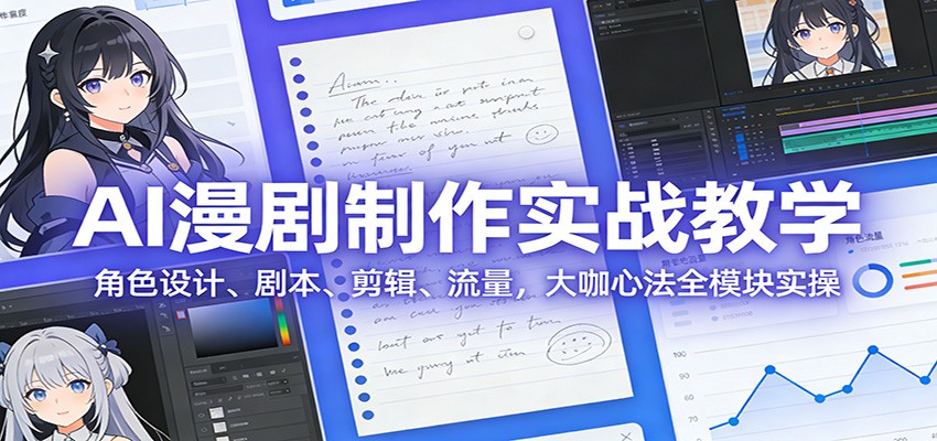 AI 漫剧制作实战教学：角色设计、剧本、剪辑、流量，大咖心法全模块实操-智云网