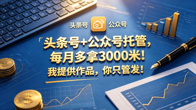 头条号+公众号托管,每月多拿3000米!我提供作品,你只管发!【揭秘】-智云网