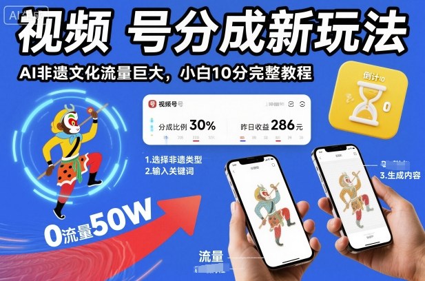 视频号分成新玩法,AI非遗文化流量巨大,小白10分钟搞定,完整教程-智云网
