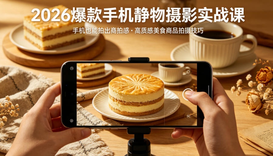 2026爆款手机静物摄影实战课,手机也能拍出商拍感,学会拍出高质感美食商品-智云网