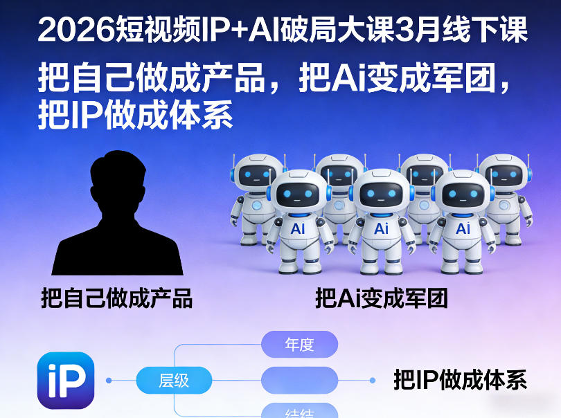 2026短视频IP+AI破局大课3月线下课，把自己做成产品，把Ai变成军团，把IP做成体系（更新）-智云网