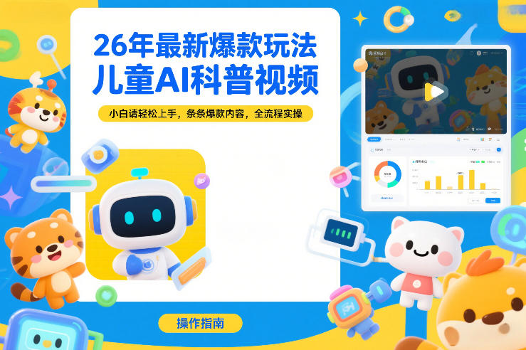 26年最新爆款玩法,儿童AI科普视频,小白请轻松上手,条条爆款内容,全流程实操-智云网