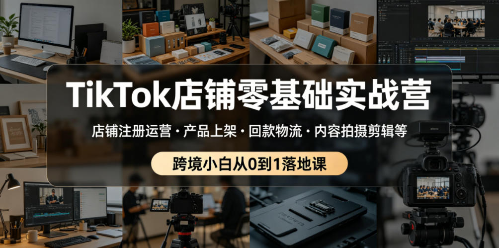 TikTok店铺零基础实战营，店铺注册运营・产品上架・回款物流・内容拍摄剪辑等 ，跨境小白从0到1落地课-智云网