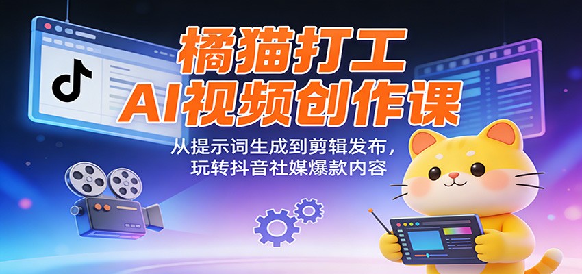 橘猫打工AI视频创作课:从提示词生成到剪辑发布,玩转抖音社媒爆款内容-智云网