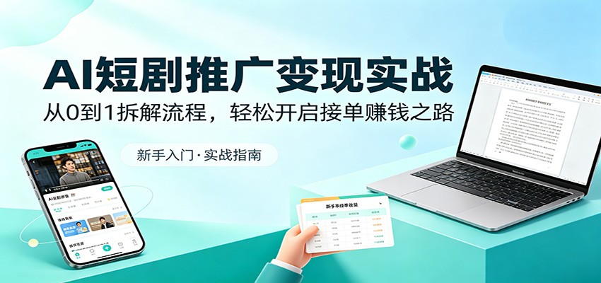 AI短剧推广变现实战:从0到1拆解流程,轻松开启接单赚钱之路-智云网