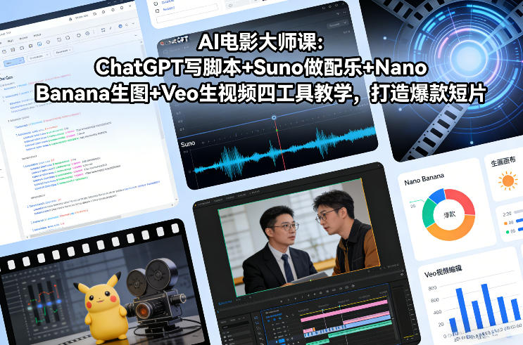 AI电影大师课:ChatGPT写脚本+Suno做配乐+Nano Banana生图+Veo生视频,打造爆款短片-智云网