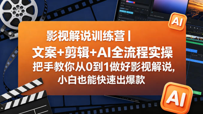 影视解说训练营|文案+剪辑+AI全流程实操,把手教你从0到1做好影视解说,小白也能快速出爆款-智云网