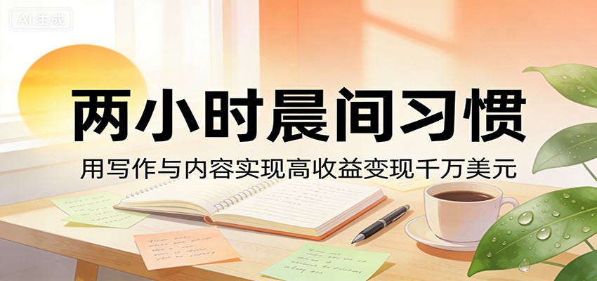 付费文章:两小时晨间习惯,用写作与内容实现高收益变现千万美元-智云网
