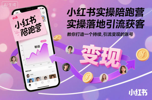 小红书实操陪跑营，实操落地引流获客，教你打造一个持续引流变现的账号-智云网