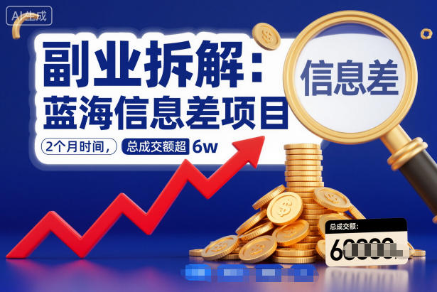 副业拆解:蓝海信息差项目,2个月时间,总成交额超6w-智云网