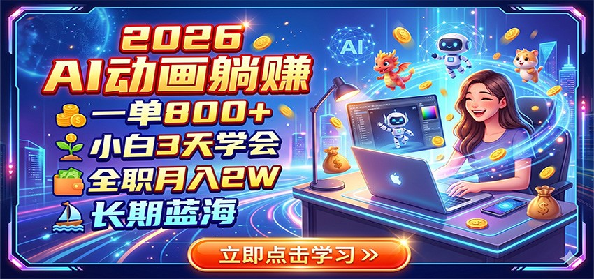 2026 AI动画躺赚:一单800+,小白3天学会,全职月入2W,长期蓝海-智云网