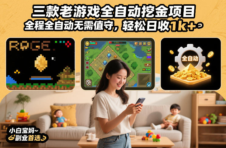 三款老游戏全自动挖金项目,全程全自动无需值守,轻松日收1k+,小白宝妈副业首选【揭秘】-智云网
