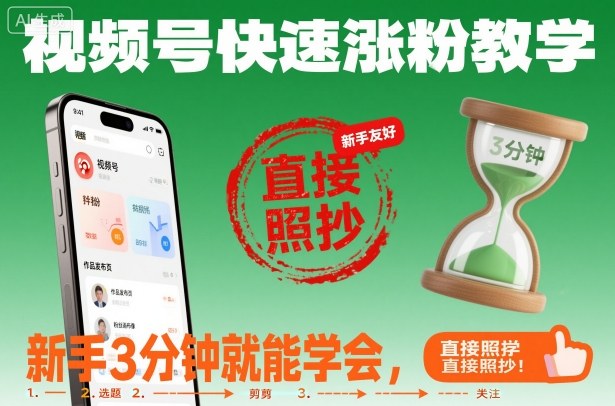 视频号快速涨粉教学，新手3分钟就能学会，直接照抄！-智云网
