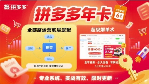 拼多多年卡,拼多多全链路运营底层逻辑,超级爆单术【更新26年1月】-智云网