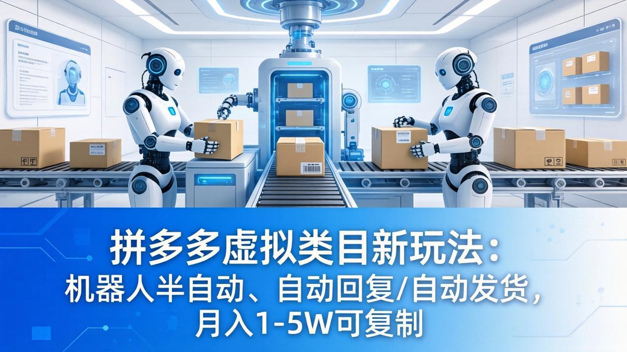 拼多多虚拟类目新玩法:机器人半自动、自动回复 /自动发货,月入 1-5W 可复制-智云网