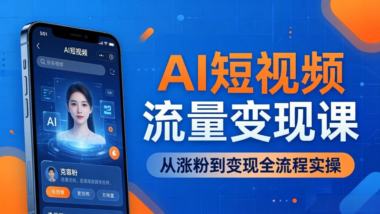 AI短视频流量变现课:一部手机玩转数字人克隆+爆款制作,从涨粉到变现全流程实操-智云网