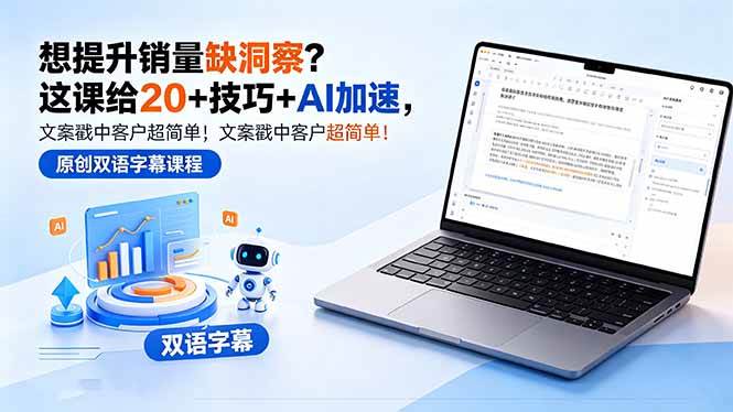 (18408期)想提升销量缺洞察?这课给 20 + 技巧 + AI 加速,文案戳中客户超简单!【原创双语字幕】-智云网