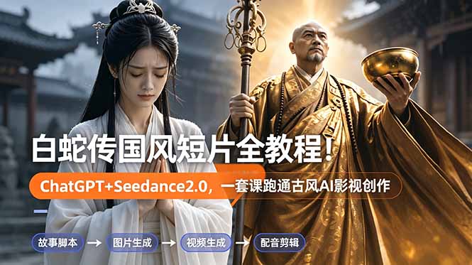 白蛇传-国风短片全教程!ChatGPT+Seedance2.0,一套课跑通古风AI影视创作-智云网