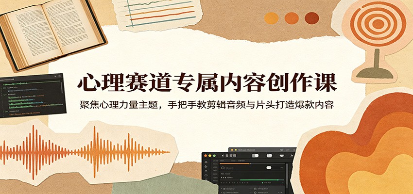 心理赛道专属内容创作课：聚焦心理力量主题，手把手教剪辑音频与片头打造爆款内容-智云网