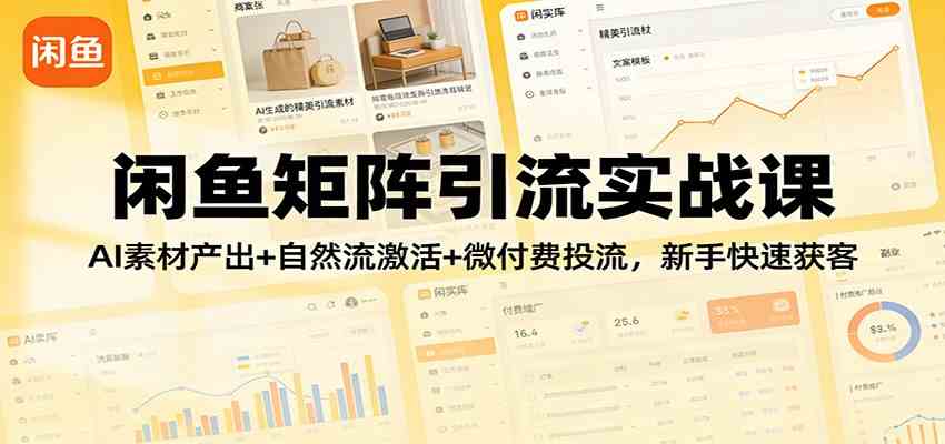 闲鱼矩阵引流实战课:AI素材产出+自然流激活+微付费投流,新手快速获客-智云网