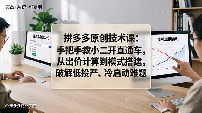拼多多原创技术课:手把手教小二开直通车,从出价计算到模式搭建,破解低投产、冷启动难题-智云网