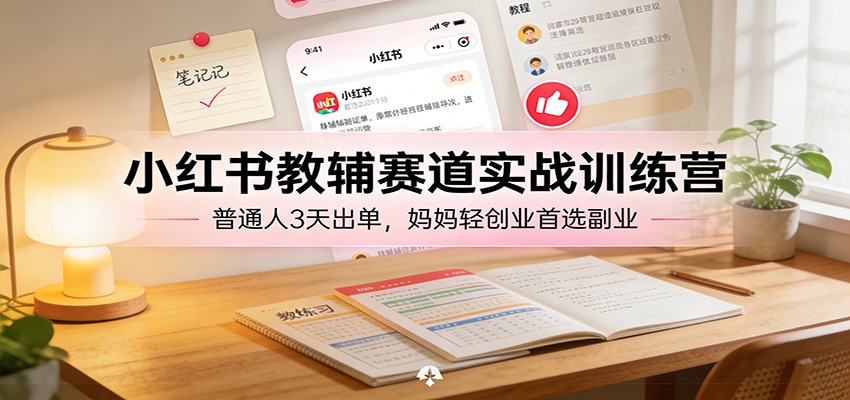 小红书教辅赛道实战训练营:普通人3天出单,妈妈轻创业首选副业-智云网