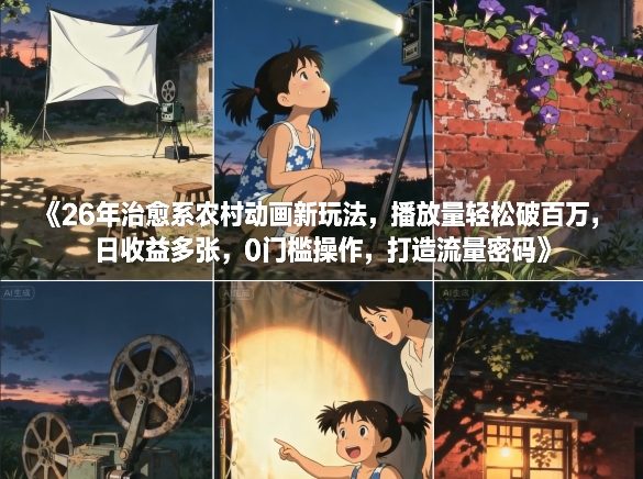 26年治愈系农村动画新玩法,播放量轻松破百万,日收益多张,0门槛操作,打造流量密码-智云网