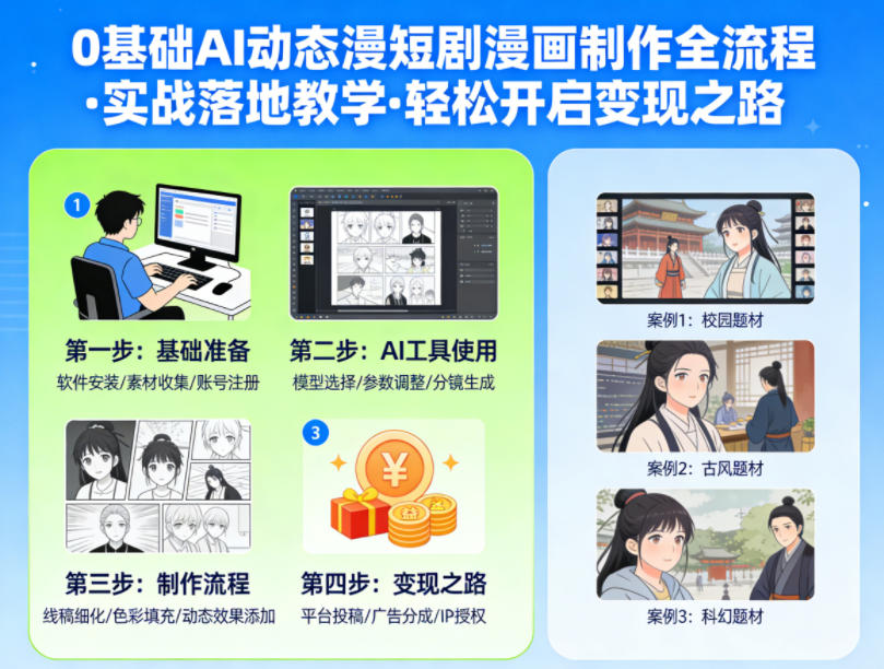 0基础AI动态漫短剧漫画制作全流程,实战落地教学,轻松开启变现之路-智云网