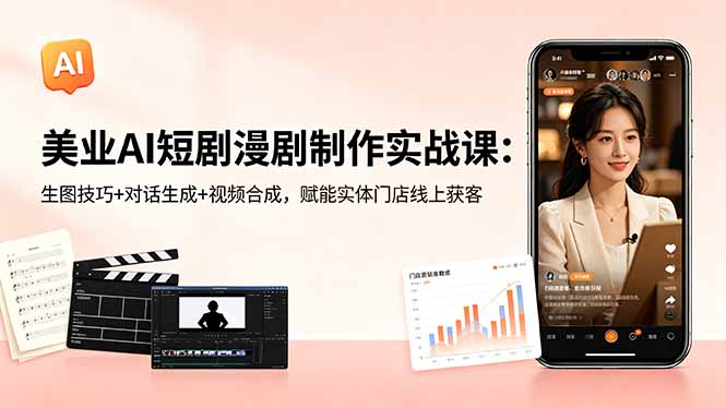 美业AI短剧漫剧制作实战课:生图技巧+对话生成+视频合成,赋能实体门店线上获客-智云网