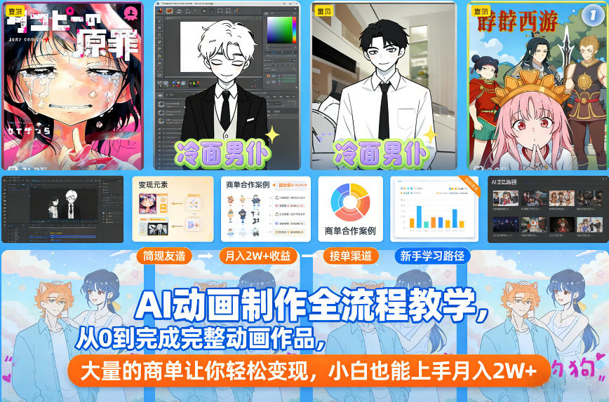 AI动画制作全流程教学,从0到完成完整动画作品,大量的商单让你轻松变现,小白也能上手月入2W+-智云网