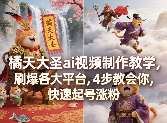 橘天大圣ai视频制作教学，刷爆各大平台，4步教会你，快速起号涨粉-智云网
