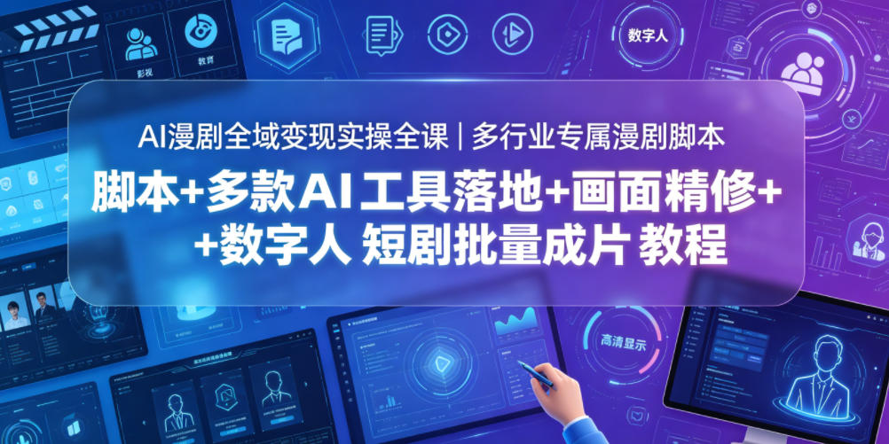 AI漫剧全域变现实操全课|多行业专属漫剧脚本+多款AI工具落地+画面精修+数字人短剧批量成片全教程-智云网