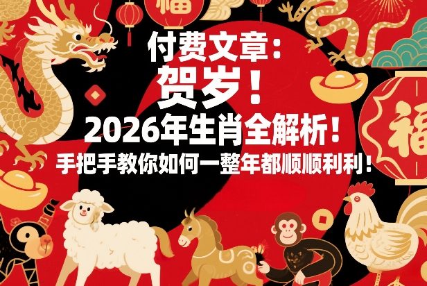 付费文章:贺岁!2026年生肖全解析!手把手教你如何一整年都顺顺利利!-智云网