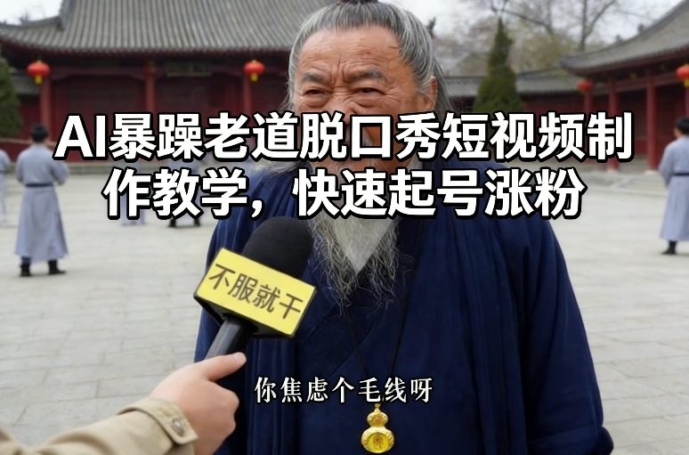 AI暴躁老道脱口秀短视频制作教学,快速起号涨粉-智云网